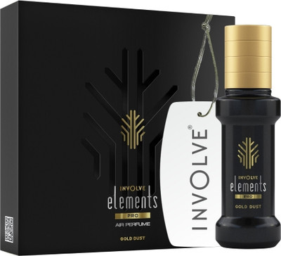 Involve your senses Elements Pro-Gold Dust-30ml |Car Perfume Spray With Hanging Card Car Freshener Spray | 200 + Sprays, Long Lasting | Luxury Air Freshener For Car Interior| Car perfume(30 ml)