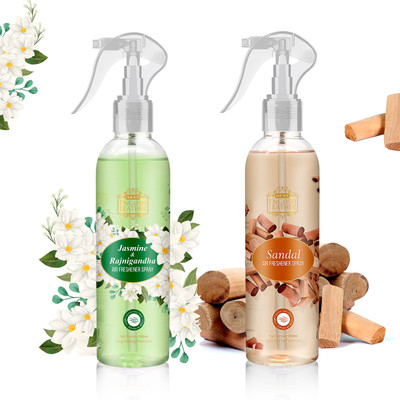 NEXT Sandal and Jasmine & Rajanigandha, Nature's Air Freshener Car Freshener Spray Jasmine and Sandal Air Freshener(2 x 200 ml)