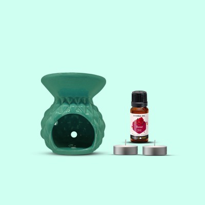 PeepalComm S3 Premium Aroma Oil Burner (Free 2 T-Light Candles & 1 Bottle Forest Rose Oil) Aroma Oil, Diffuser Set, Refill(15 ml)