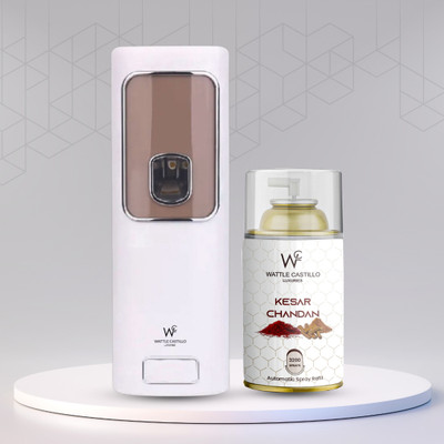 Wattle Castillo Automatic Room Air Freshener Dispenser + Kesar Chandan Refill 3000+ Automatic Spray WCL-265ml-Machine02-Kesar Chandan(265 ml)
