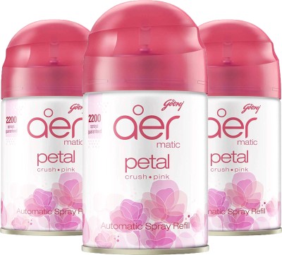 Godrej Aer Matic Room Freshener - Petal Crush Pink Automatic Spray, Refill(3 x 225 ml)