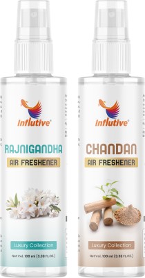 Influtive Original Rajnigandha & Chandan Air Freshener For Home,Car & Office Spray(2 x 100 ml)