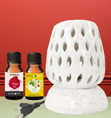 PeepalComm multi fragrance Diffuser Set Ceramic Electric Aroma Oil Diffuser, Night Lamp Ele W Long Diff ( Rose+Mogra 10ml)(3 x 6.67 ml) PeepalComm multi fragrance Diffuser Set Ceramic Electric Aroma Oil Diffuser, Night Lamp Ele W Long Diff ( Rose+Mogra 10ml)(3 x 6.67 ml)