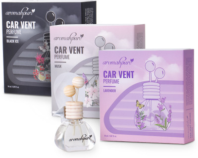 Aromahpure Car Perfume Vent Clip Musk, Lav, Black Ice Car Air Freshener Last upto 30 days Car Freshener Diffuser VENT-POD-3(3 x 14 ml)