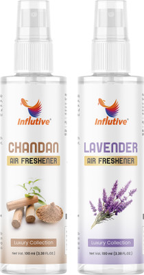 Influtive Air Freshener Original Chandan & Lavender Air Freshener For Home,Car & Office Spray Combo of 2 Air Spray- Original 100ml Each for Freshener Home, Car & Office Spray (2 x 100ml)(2 x 100 ml)