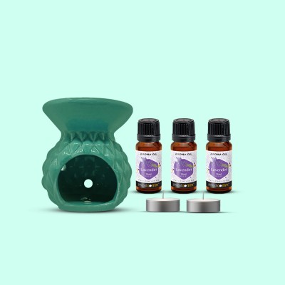 PeepalComm S4 Premium Aroma Oil Burner (Free 2 T-Light Candles & 3 Bottles Lavender Oil) Aroma Oil, Diffuser Set, Refill(45 ml)