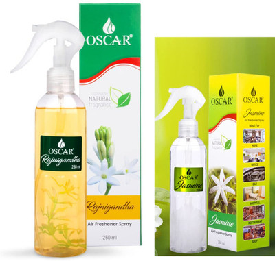OSCAR RAJNIGANDHA, AND JASMINE Car Freshener Spray RAJNIGANDHA AND JASMINE(2 x 250 ml)