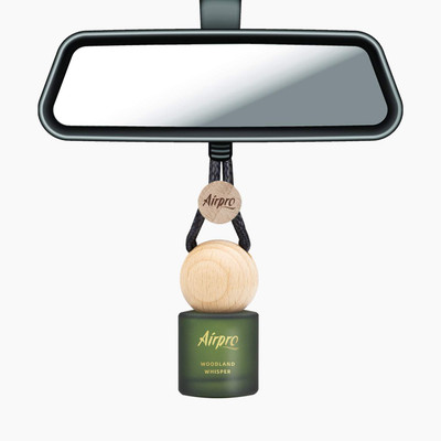 Airpro Woodland Whisper Car Freshener Diffuser Wooden Hanging Car Air Freshener Essential Oils Car Perfume | Natural Car Aroma with Wooden Diffuser Lid(8 ml)