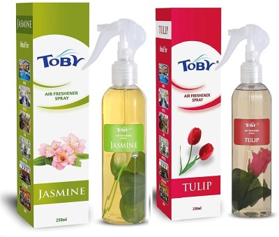 TOBY JASMINE , TULIP AIR FRESHENER ,250 ml each ,pack of 2. Spray(2 x 250 ml)