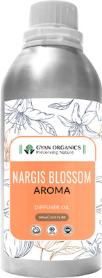 Gyan Organics Nargis Blossom Aroma Car Freshener Aroma Oil, Automatic Spray, Diffuser, Spray Aroma Oil Nargis Blossom Diffuser Refill Oil Fragrance Nargis Blossom Aroma Oil Fragrance for Home Room Office & Washrooms (500ml) Pack Of 1(500 ml)
