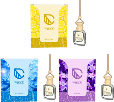 Airganic Aroma Swing Combo Offer: Lemon Bee, Lavender & Snow Smog Car Freshener Diffuser ASHC17(3 x 10 ml)