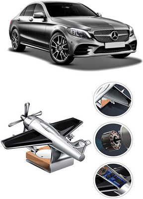 YUNEIK Car Solar Air Freshner Automatic Rotating Diffuser YK_SILVER-SINGLE-FAN-366(100 g)