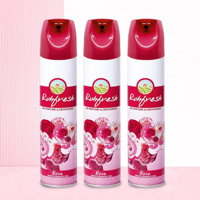 RUHFRESH Rose Car Freshener Spray Rose Delight: 3-Pack 275ml Long-Lasting Air Fresheners for a Blossoming Home(3 x 275 ml)