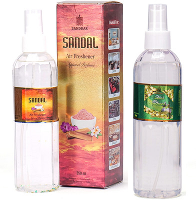 Sandbar SANDAL Spray SANDAL & ATTAR PHOOL AIR FRESHNER ,250ML EACH ,PACK OF 2(2 x 250 ml)