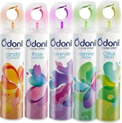 Odonil Lavender Mist, Sandal Bouquet, Citrus Fresh, Rose Garden, Jasmine Fresh Spray Room Spray Sandal,Rose,Lavender,Jasmine,citrus(5 x 220 ml)