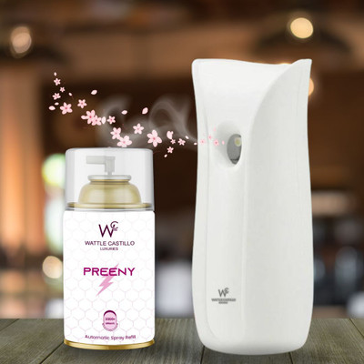 Wattle Castillo Automatic Air Freshener Kit (Machine + Preeny Refill - 265ml) 3000+ Sprays Automatic Spray, Diffuser Set WC-Machine01+Kesarchandan(1 Units)