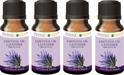 PeepalComm Pure Natural Lavender Set Of 4 Essential Oil Set For Relaxation Mind, Body, Soul Aroma Oil, Diffuser Set, Refill(4 x 15 ml)