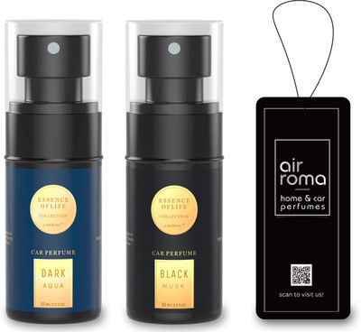 Airroma Black Musk, Dark Aqua Car Freshener Spray Long-lasting Premium Car Perfume Air Freshener Scent(2 x 60 ml)