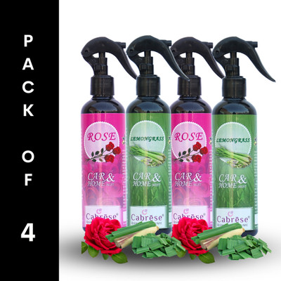 CABRESE Rose, Rose, Lemongrass, Lemongrass Spray Black bottle packaging premium room freshener(4 x 250 ml)