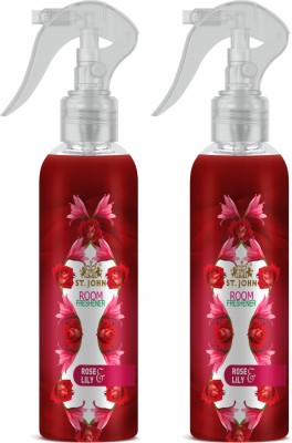 ST-JOHN Room Freshener | Long Lasting Fragrance | Rose & Lilly | Combo Pack of 2 Spray(2 x 250 ml)