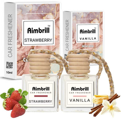 aimbrill Strawberry, Vanilla Car Freshener Diffuser Car Air Fresheners, Strawberry and Vanilla Fresh Scents, 10ml Each(2 x 10 ml)