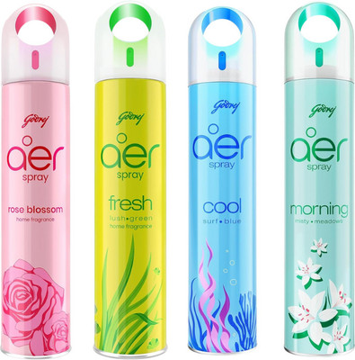 Godrej Aer Petal Pink, Lush Green, Cool Surf Blue, Morning, HOME Fragrance Car Freshener Spray Aer HOME Fragrance Spray(4 x 220 ml)