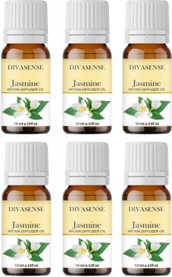 Divasense Jasmine Aroma Oil, Diffuser, Diffuser Set, Refill(6 x 10 ml)