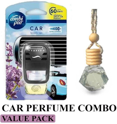 Ambipur Car Perfume Ambipure Lavender fragrance with Essential Oil Hanging Bottle Car Freshener Diffuser Air Freshener/Purifier Pur Relaxing Lavender Starter Kit Combo with Car Air Freshener Diffuser Hanging(7.5 ml)