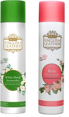 NEXT English Leather Nature Inspired Rose & Floral Rajanigandha, Room Air Freshener Spray(2 x 220 ml)