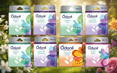 Odonil LEVENDER, JESMINE, MYSTIC ROSE , ORCHID DEW, Long Lasting Odour Blocks mystic rose(8 x 50 g)