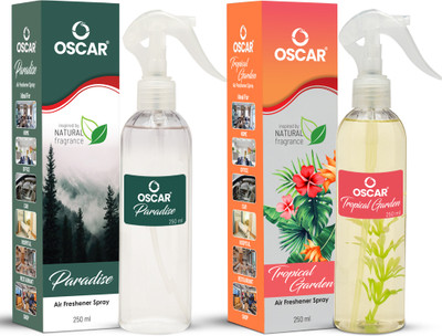 OSCAR Paradise and Tropical Garden Spray Room Air Freshener with Long Lasting Mood Freshing fragrance(2 x 250 ml)