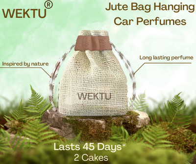 WEKTU Jasmine And Musk Car Freshener Blocks Jute Bag Hanging Car Perfumes/Organic Air Freshners/Car Perfumes/Jansmine/01(1 Units)