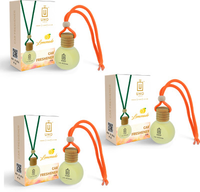 UNO AROMA Lemonade Fragrance Car Freshener Diffuser Car Freshener Hanging/Car Perfumes Accessories Long Lasting Good Smell Fragrance(3 x 15 ml)