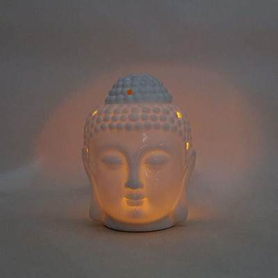 PeepalComm Elec-Buddha Diffuser with Dimmer Switch to Control Fragrance & Light A With 2 Aroma Oil, Diffuser Set Premium Electric Buddha Diffuser White Ceramic Night Light Lamp with Dimmer Switch to Control Fragrance & Light Intensity B(1 Units)