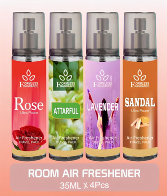 Formless Room Air Freshener Combo of 4pcs Trial Pack Car Freshener Spray Room Air Freshener Combo of 4pcs Trial Pack(4 x 35 ml)