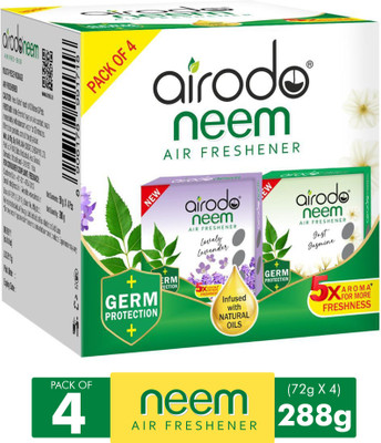 AIRODO Neem Bathroom Air Freshener Assorted Blocks|Mixed Fragrance|45 Days Long Lasting Blocks(4 x 72 g)