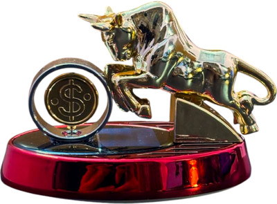 GlowMyst ® Solar Bull With Rotating Dollar Coin Perfume Fragrance (Golden) Car Freshener Diffuser Bull with Dollar Coin(1 ml)