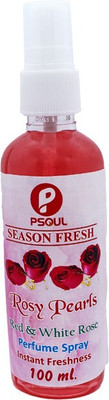 PSOUL Rosy Pearls Spray SEASON FRESH Air Freshener Spray- Rosy Pearls , 100 ml Each for Home, Car & Office Rose Perfume Spray (1 x 100 ml)(100 ml)