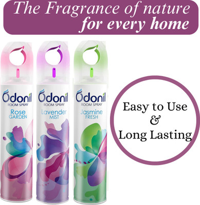 Odonil rose, lavender, jasmine Spray Car Freshener Spray ROSE JASMINE LAVENDER(3 x 150 ml)