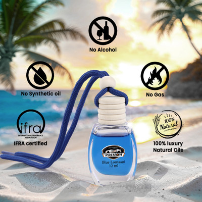 PRIVON Blue Lomaani, 120 days long lasting, 12 ml car perfumes hanging pod+15 ml refill Car Freshener Diffuser Car Perfume Blue Lomani(27 ml)