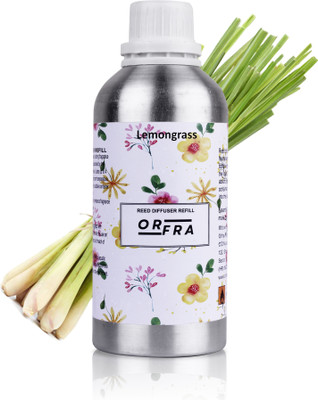 ORFRA Lemon grass Diffuser, Refill Large Lemongrass Reed Diffuser Refill Oil, 1000ml, Fresh and Energizing Solution(100 ml)