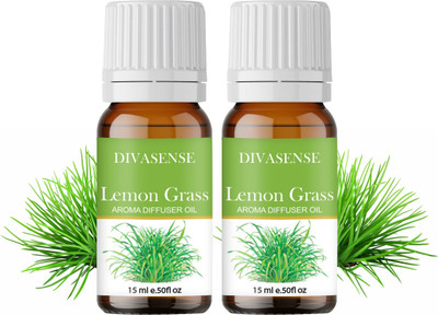 Divasense Lemon Grass Diffuser Aroma Essential Oils for Diffuser Lemon Grass of 15ml Each | Aroma Oil Diffuser for Home Fragrance | Set of 2(15 ml)