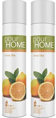 POUR HOME lemon Spray Lime Life Room Freshener/Air Freshener 225ml (Each) -Pack of -2(2 x 225 ml)