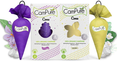 CamPure Cone Air Freshener Lavender & 1 Mogra Pack of 2 Cone Cone Air Freshener Lavender & 1 Mogra Pack of 2(2 x 1 Units)