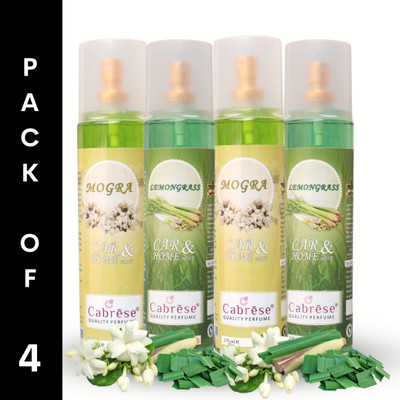 CABRESE LEMONGRASS, MOGRA Car Freshener Spray PREMIUM ROOM FRESHENERS(4 x 250 ml)