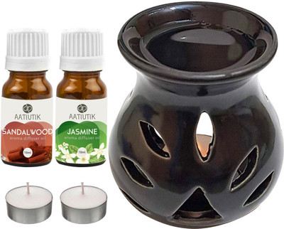 Aatiutik Jasmine, Sandalwood Diffuser Set AT-2TL_BLACKTDIF_SW_JAS(5 x 4 ml)