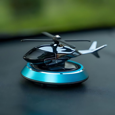 Budwill ® Helicopter Solar Energy Rotating Aromatherapy Aviation Al Alloy Blue Dream Car Freshener Diffuser Solar Helicopter Car Air Freshner(5 ml)
