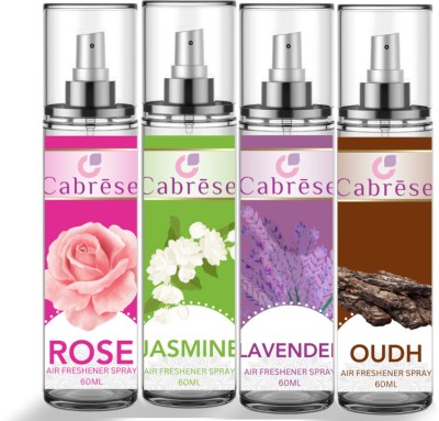 CABRESE Rose, Jasmine, Lavender, Oudh Spray(4 x 60 ml)