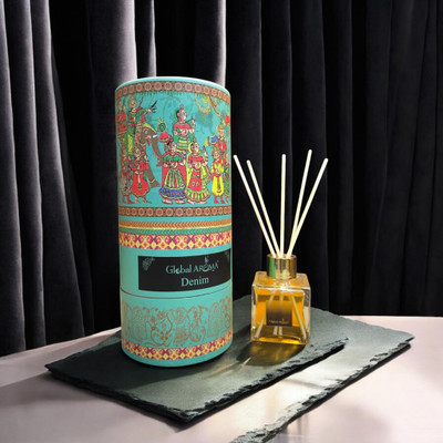 GLOBAL AROMA Reed Diffuser Set Denim Fragrance Diffuser Set CUBE-DENIM-100ML W-FIBER(100 ml)