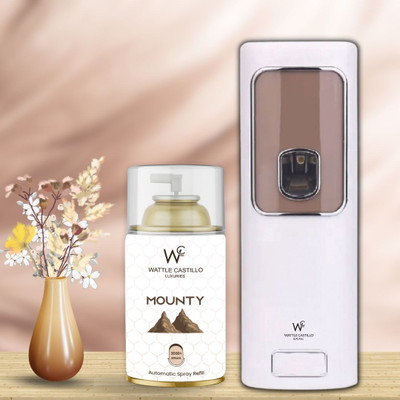 Wattle Castillo Automatic Air Freshener Dispenser(Machine+Mounty Refill -265ml) 3000+ Sprays Automatic Spray, Refill WC-Machine02+Mounty(2 Units)